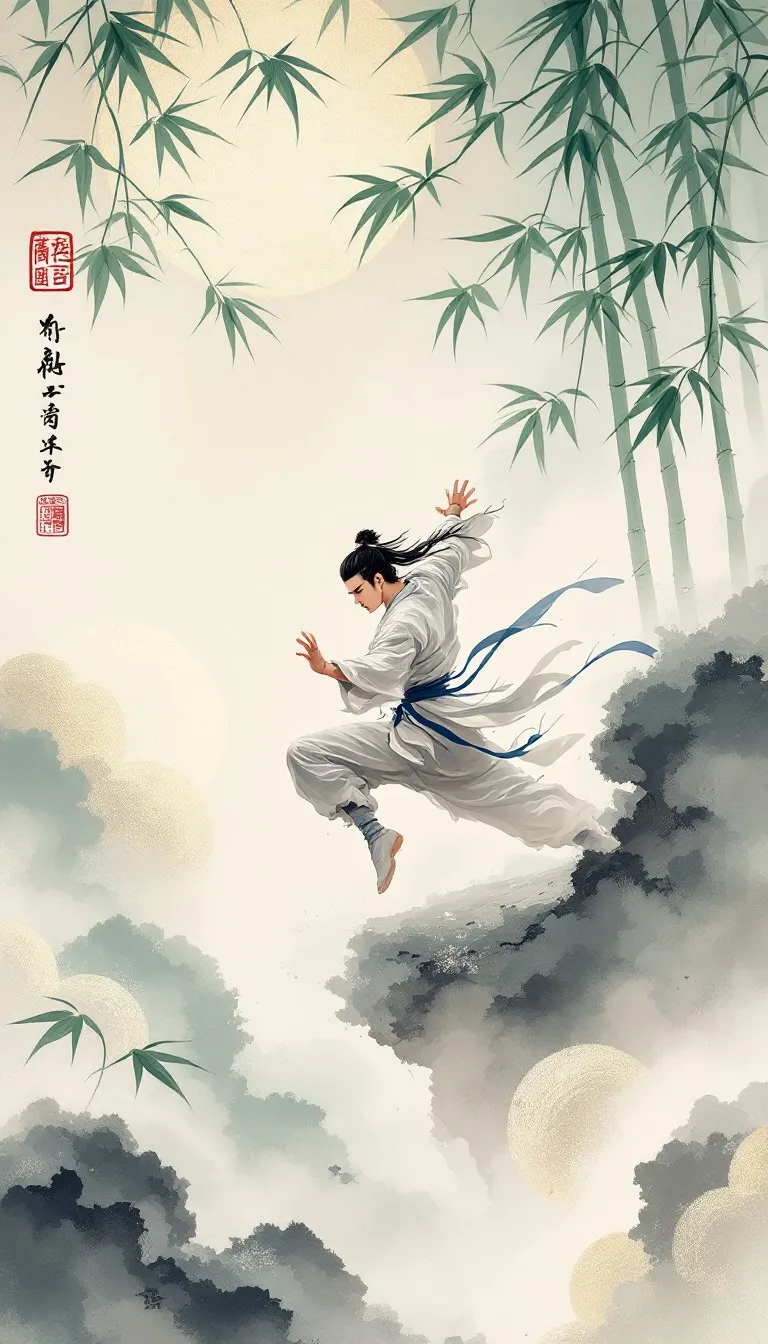 星空棋牌羽毛球运动员水墨风格